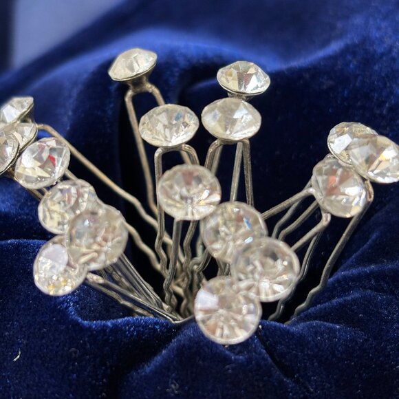 Rhinestone Silver Color Metal Hairpins set of 18 - Picture 6 of 8